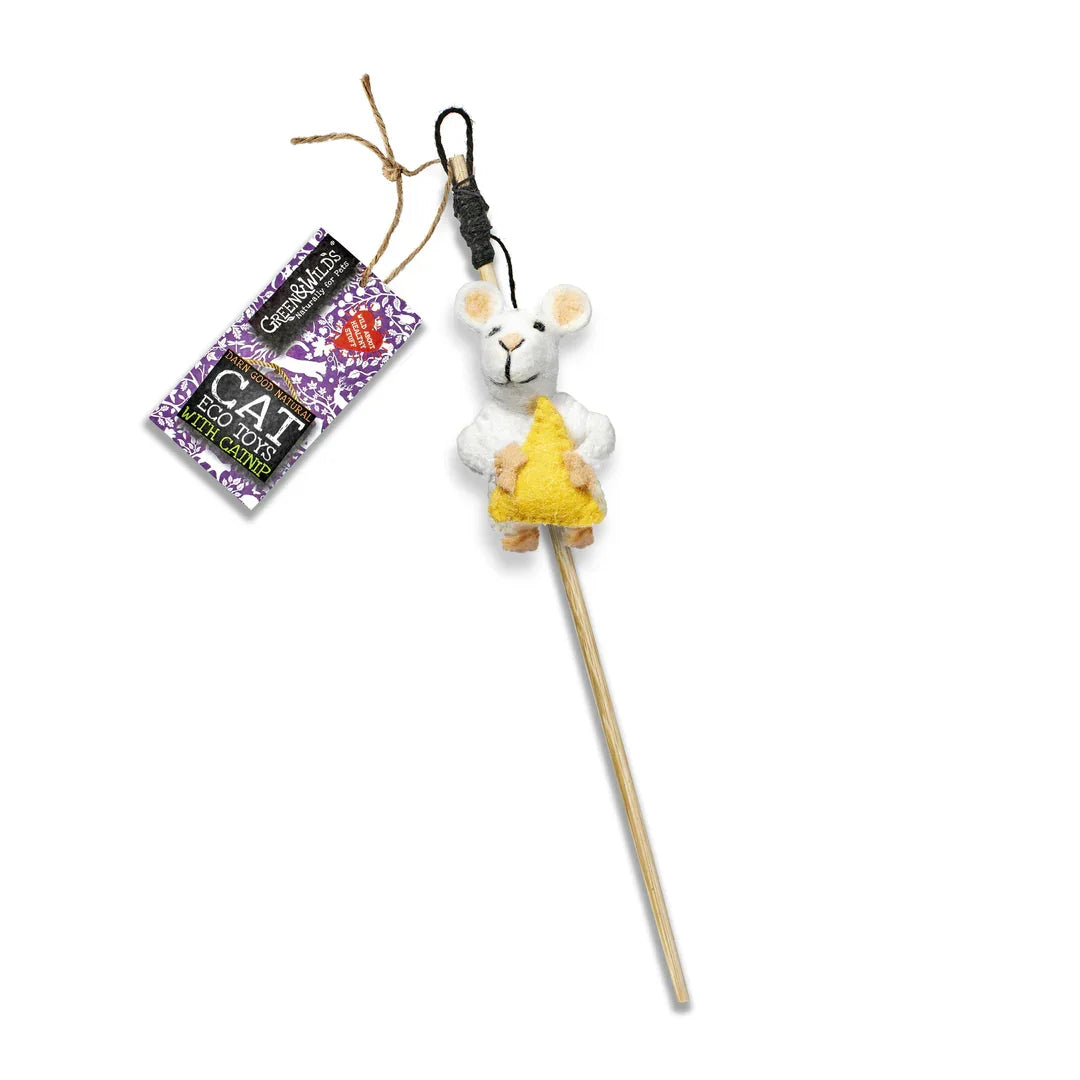 Monty Jack Mouse Eco Cat Toy Teaser with Catnip